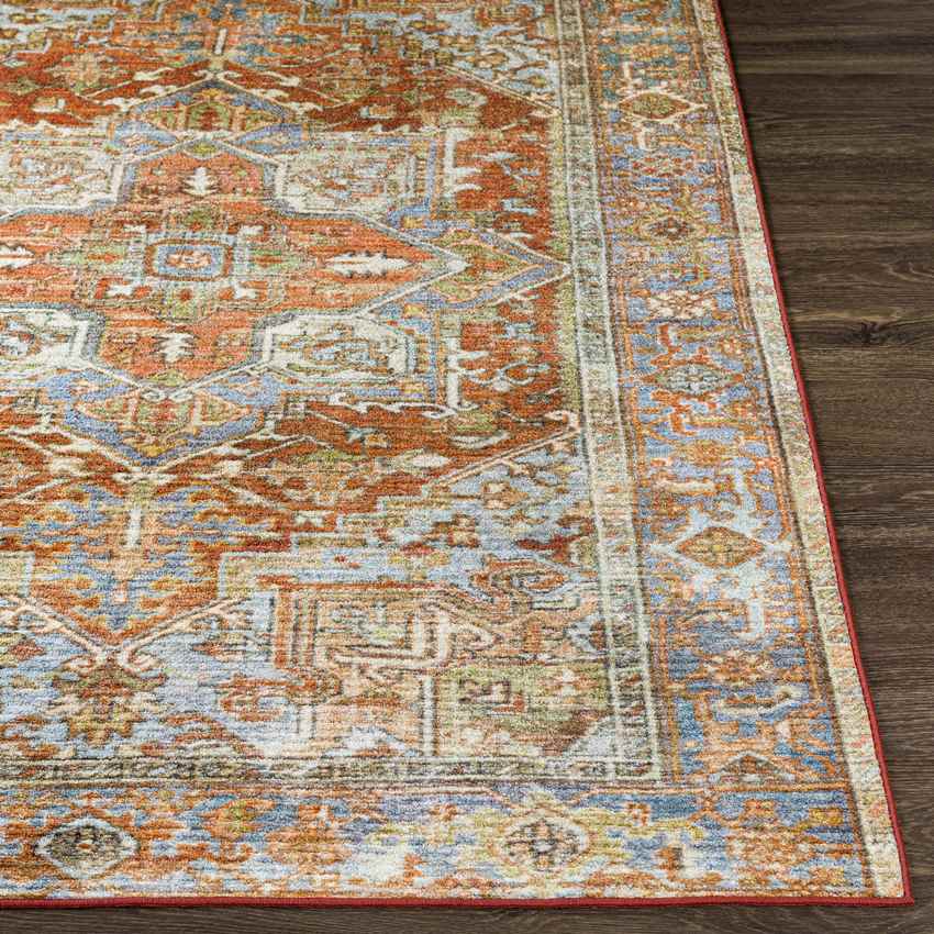 Peoria Heights Traditional Washable Rug, Burnt Orange