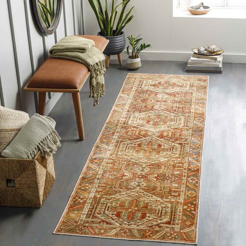 St David Global Washable Rug, Burnt Orange