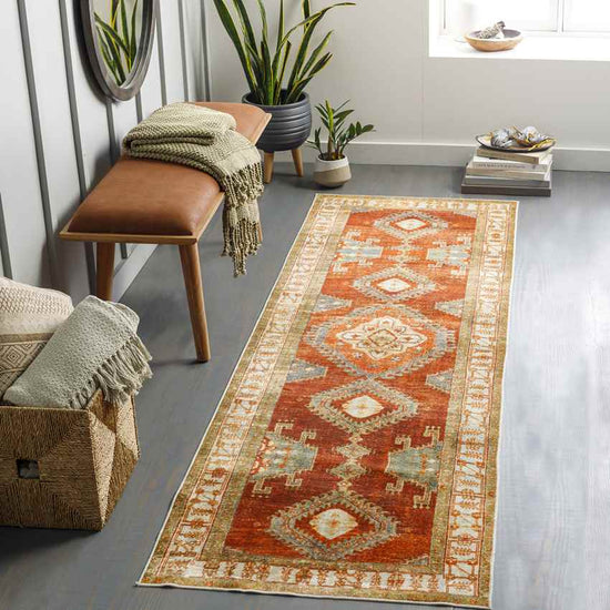 St Elmo Global Washable Rug, Burnt Orange