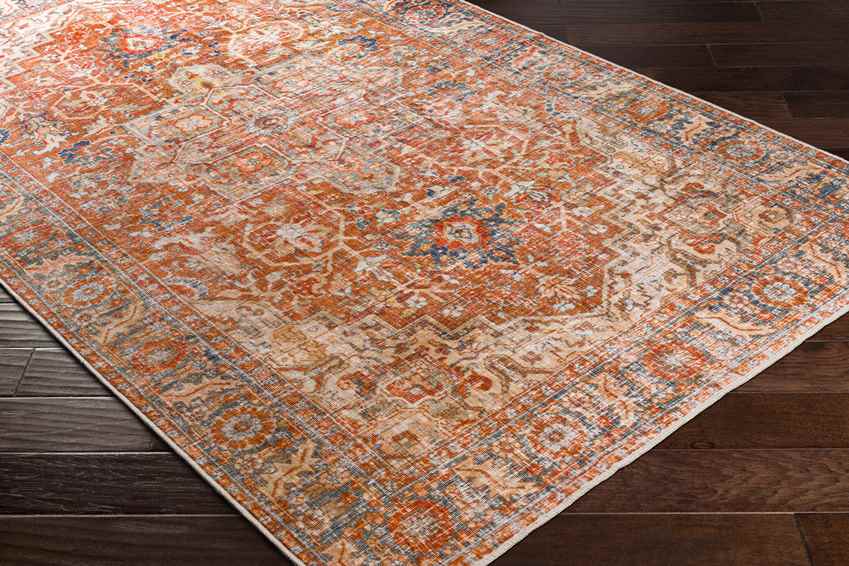 St Jacob Traditional Washable Rug, Burnt Orange