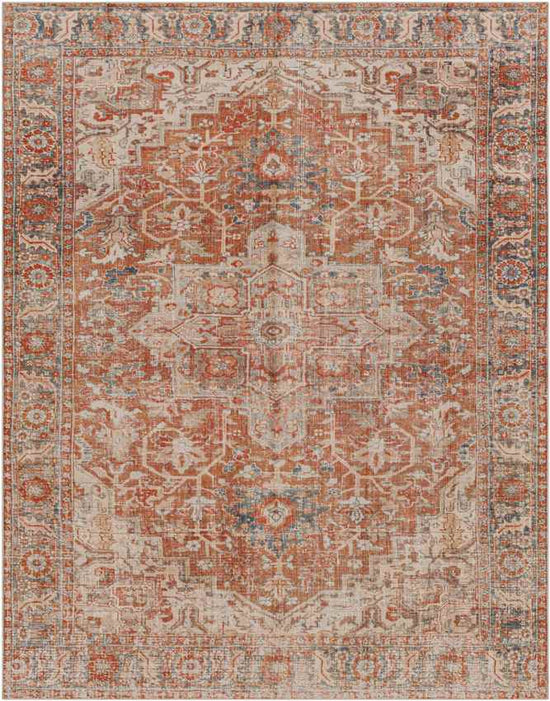 St Jacob Traditional Washable Rug, Burnt Orange