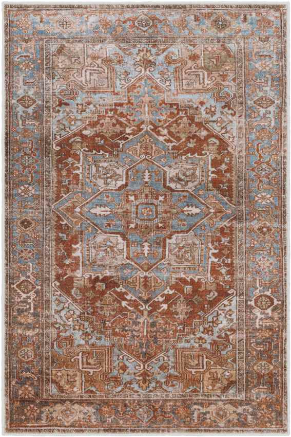 St Johns Traditional Washable Rug, Burnt Orange