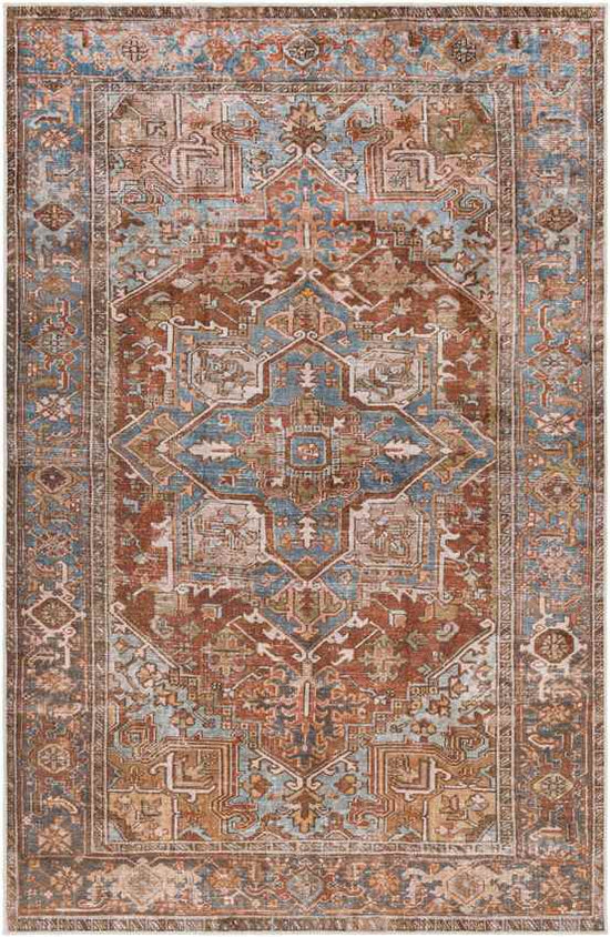 St Johns Traditional Washable Rug, Burnt Orange