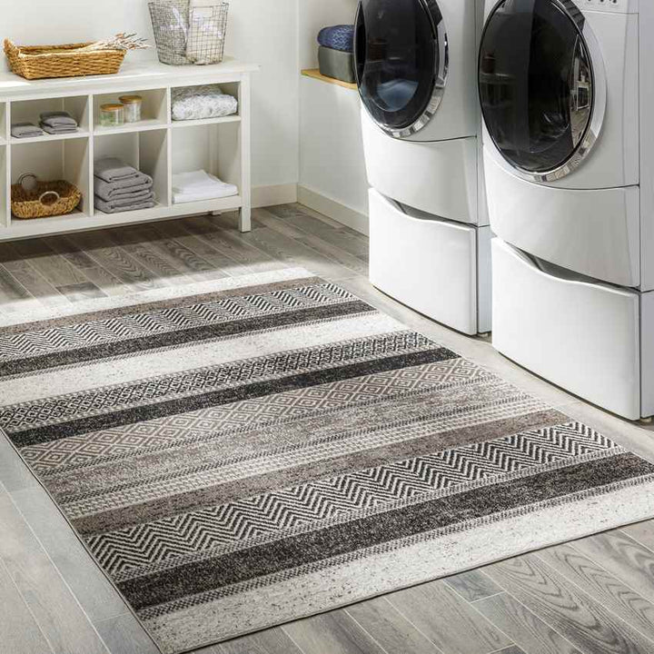 Sandborn Modern Washable Rug, Medium Gray