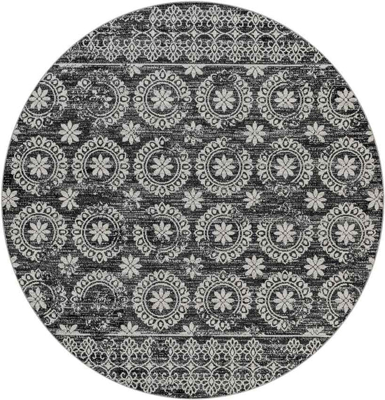 William Traditional Washable Rug, Black