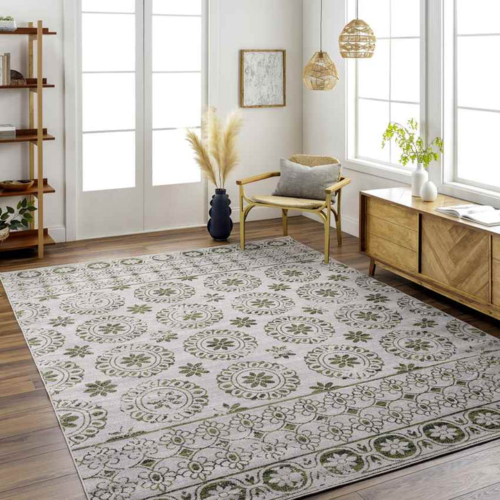 William Traditional Washable Rug, Sage