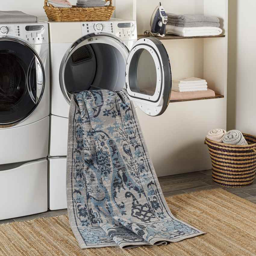 West Lebanon Traditional Washable Rug, Navy