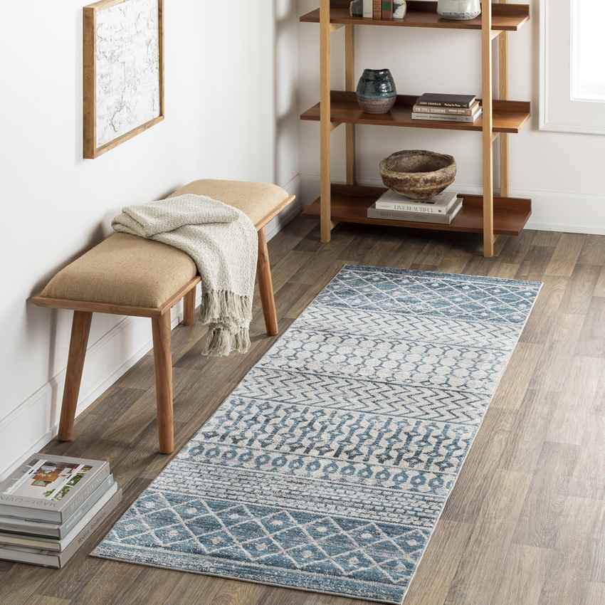 West Terre Haute Global Washable Rug, Pale Blue