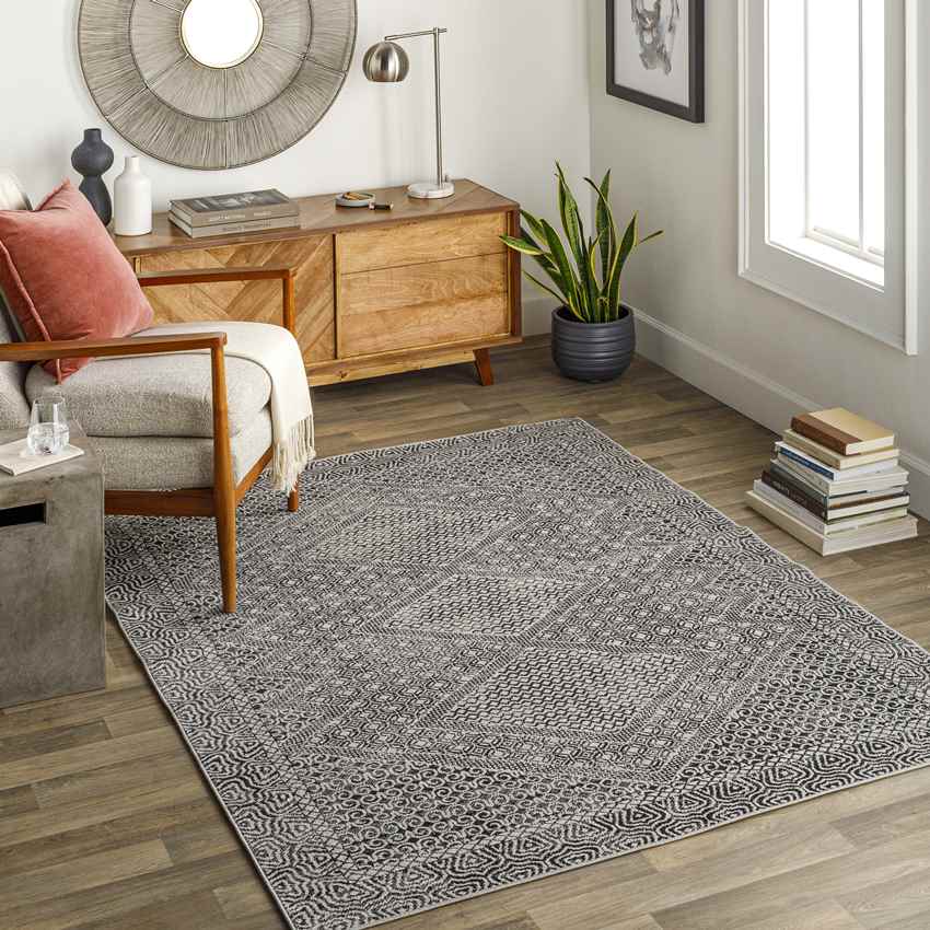 West Harrison Global Washable Rug, Black