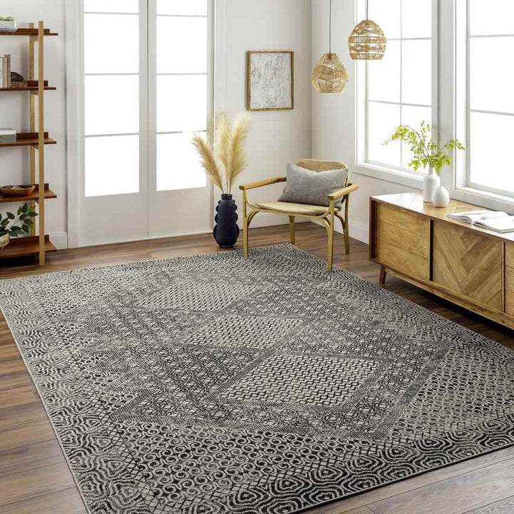 West Harrison Global Washable Rug, Black