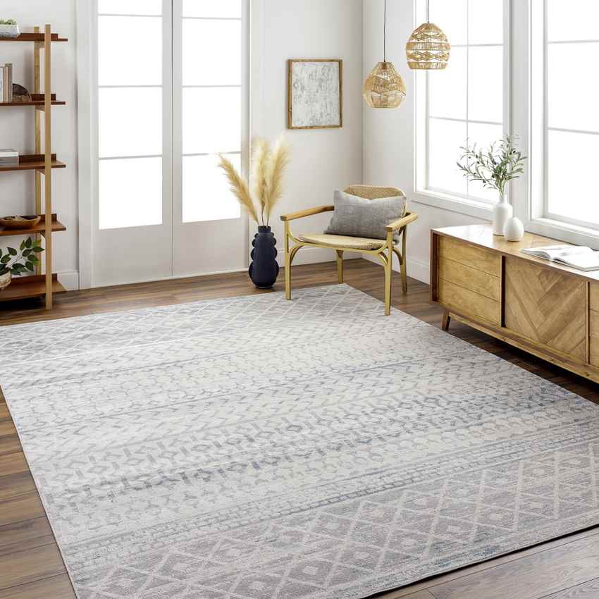 West Terre Haute Global Washable Rug, Medium Gray