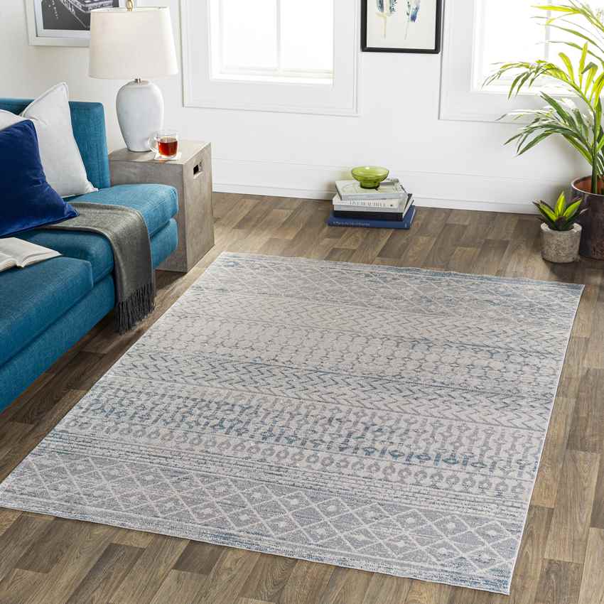 West Terre Haute Global Washable Rug, Medium Gray