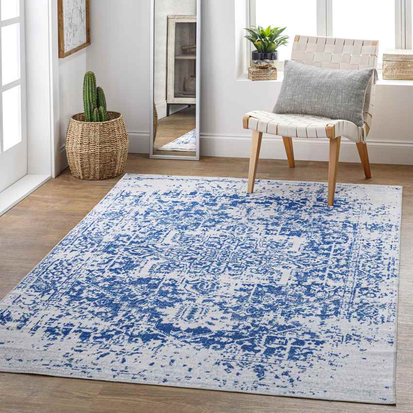 Straughn Traditional Washable Rug, Blue