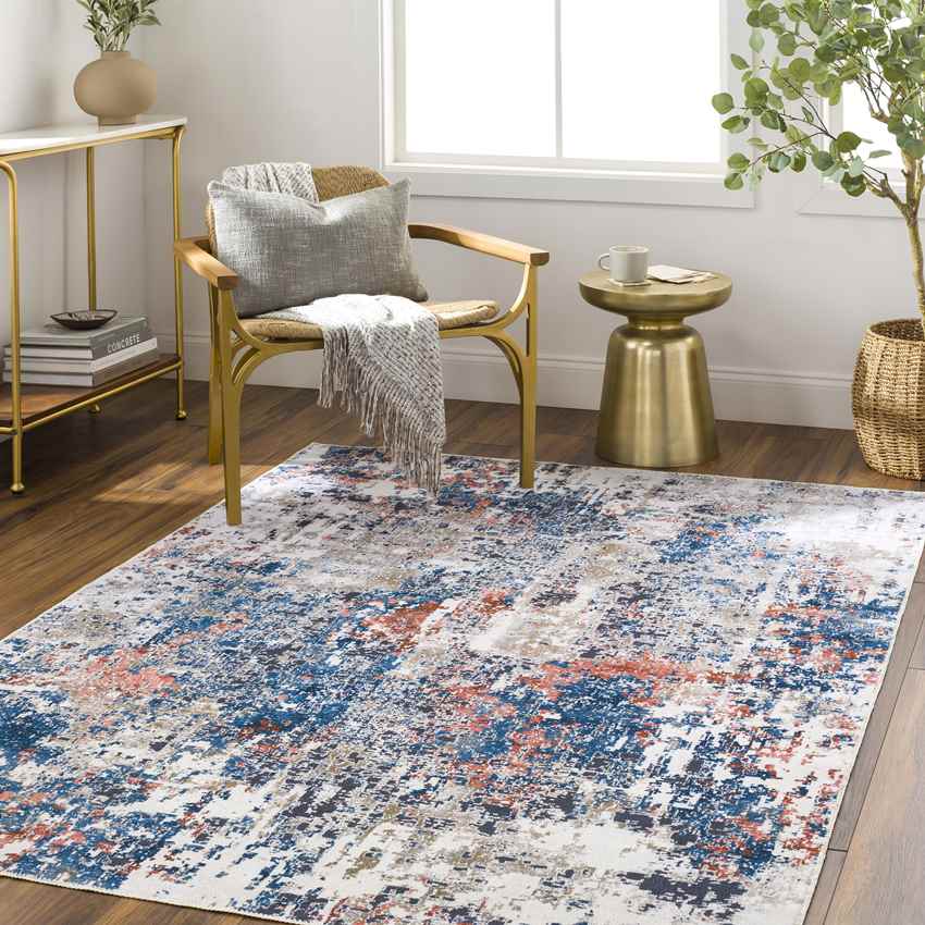 Sulphur Springs Modern Washable Rug, Pale Blue