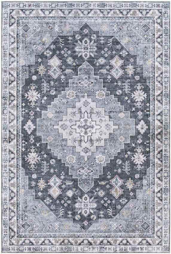 Walford Traditional Washable Rug, Denim