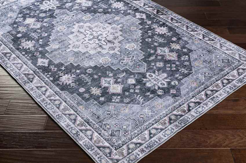 Walford Traditional Washable Rug, Denim