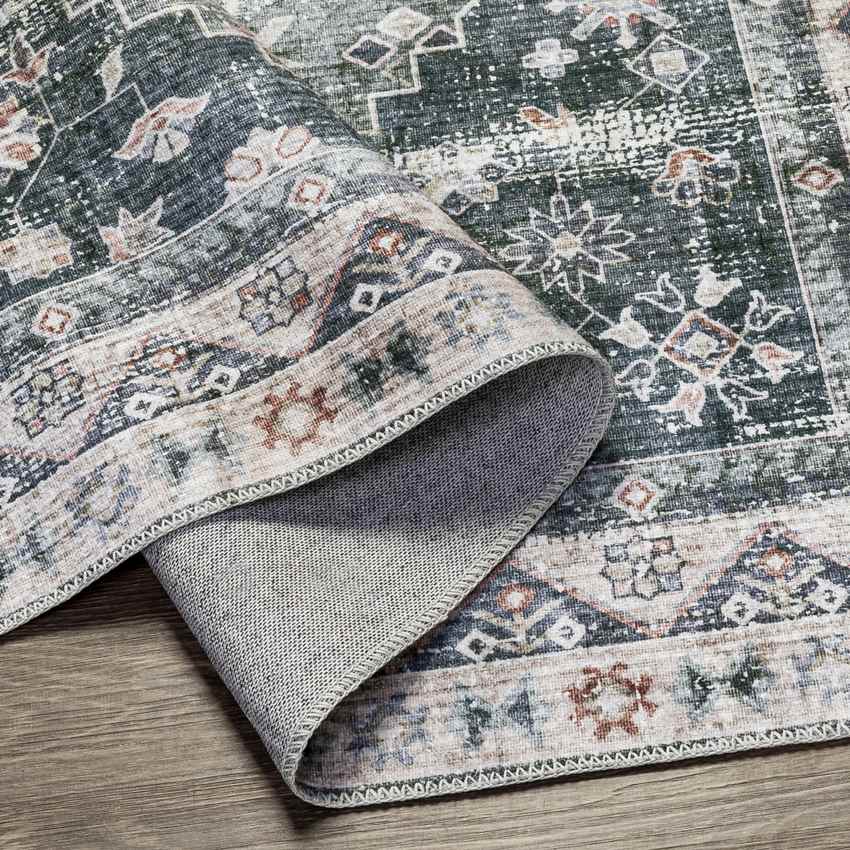 Walford Traditional Washable Rug, Moss