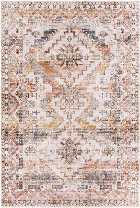 Wapello Traditional Washable Rug, Burnt Orange