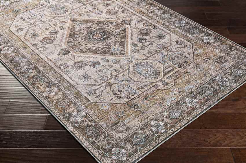 Washta Traditional Washable Rug, Taupe