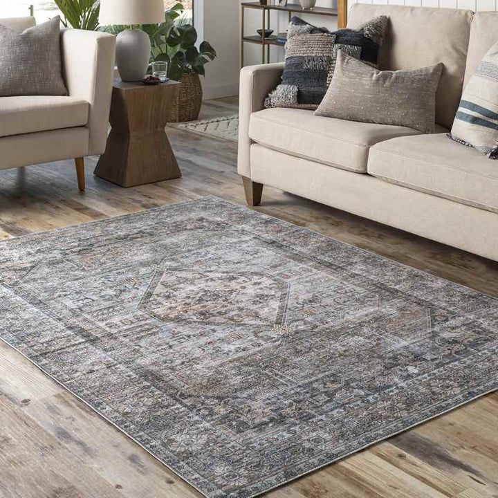 Washta Traditional Washable Rug, Moss