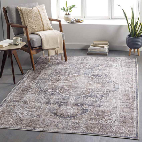 West Des Moines Traditional Washable Rug, Tan