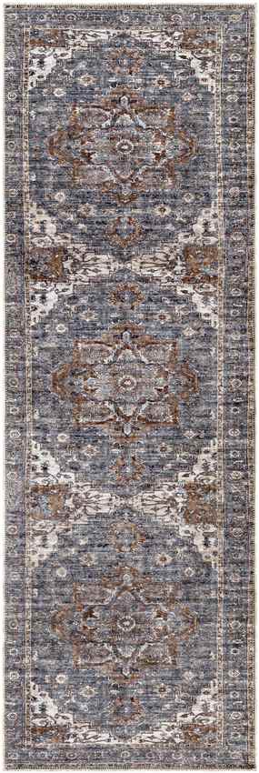 West Liberty Traditional Washable Rug, Charcoal