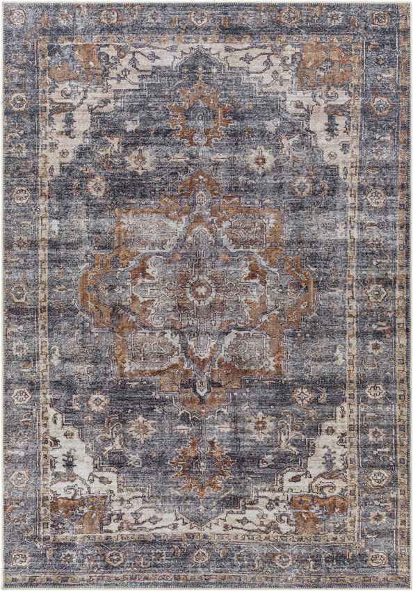 West Liberty Traditional Washable Rug, Charcoal