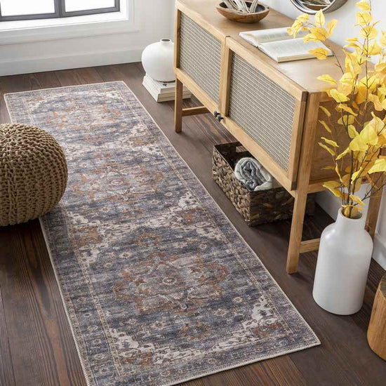 West Liberty Traditional Washable Rug, Charcoal