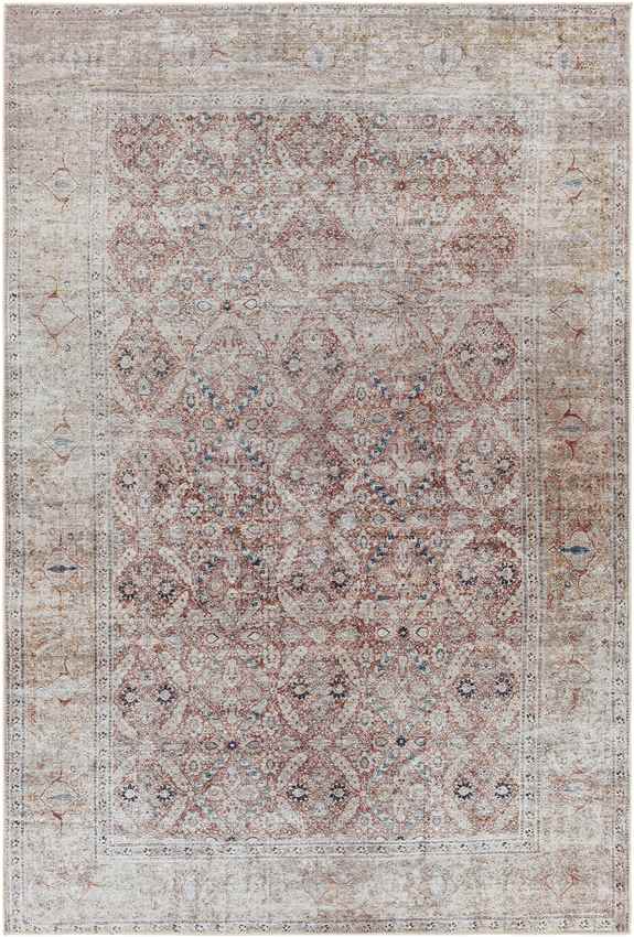 West Union Traditional Washable Rug, Rust