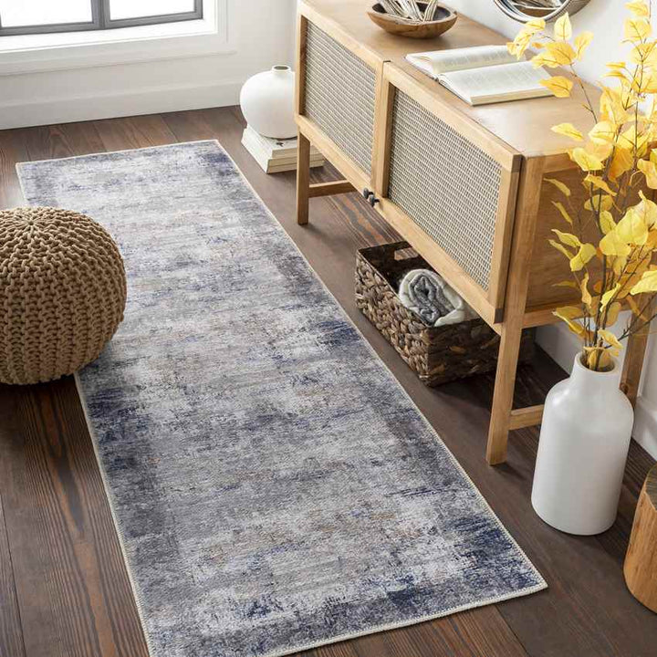 What Cheer Traditional Washable Rug, Dark Blue