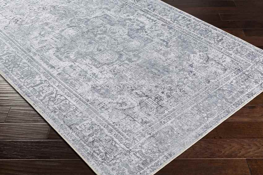 Whitten Traditional Washable Rug, Light Gray