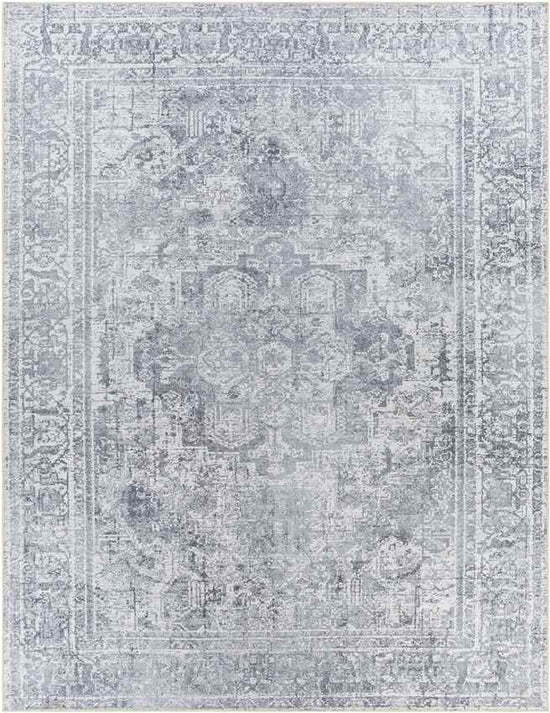 Whitten Traditional Washable Rug, Light Gray