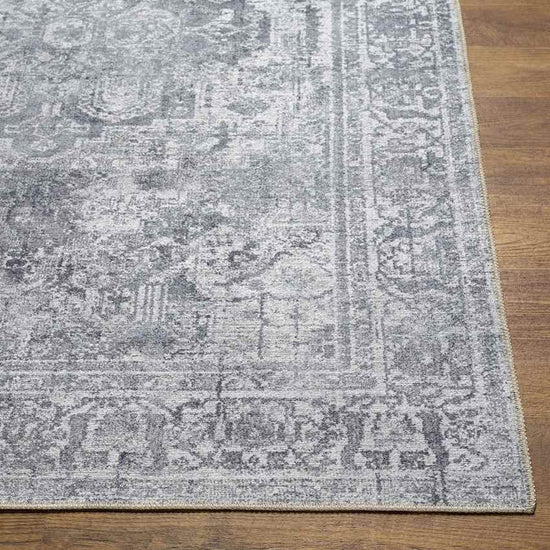 Whitten Traditional Washable Rug, Light Gray