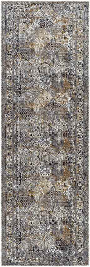 Willey Traditional Washable Rug, Charcoal