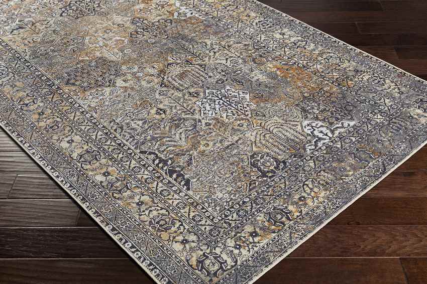 Willey Traditional Washable Rug, Charcoal