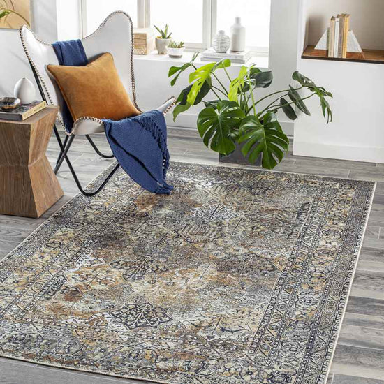 Willey Traditional Washable Rug, Charcoal