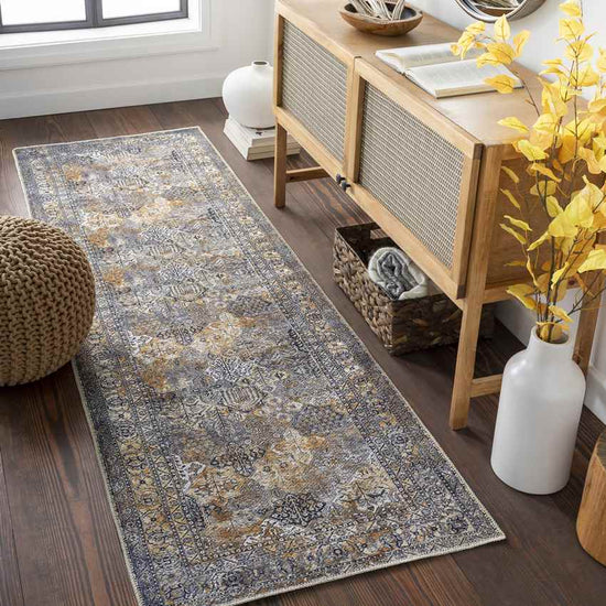 Willey Traditional Washable Rug, Charcoal