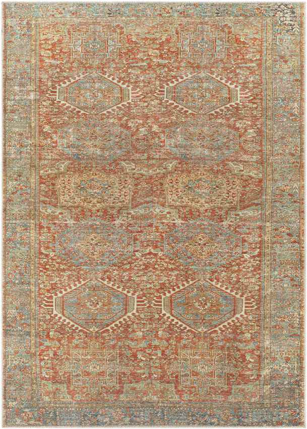 Xeros Traditional Washable Rug, Rust