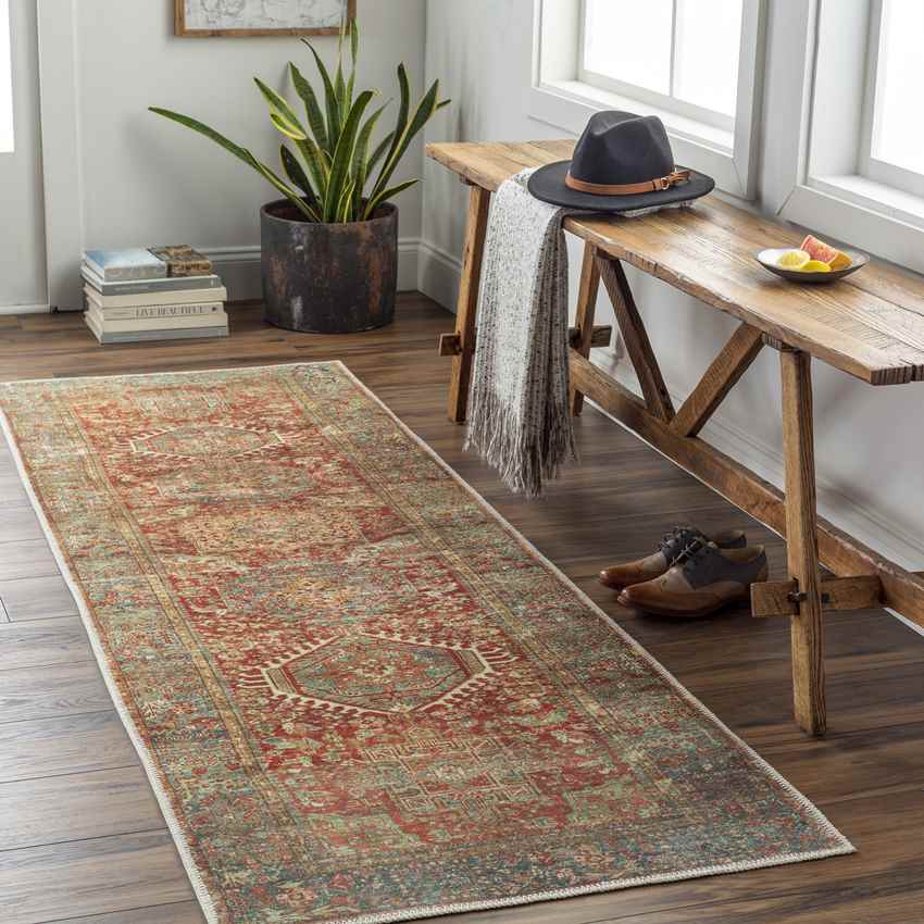 Xeros Traditional Washable Rug, Rust