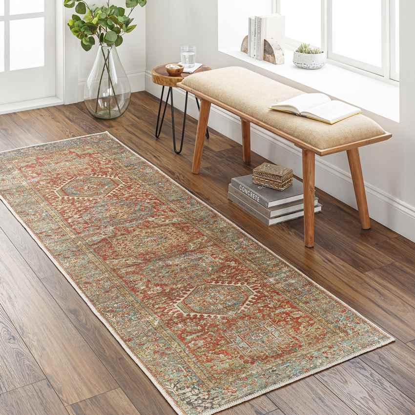 Xeros Traditional Washable Rug, Rust