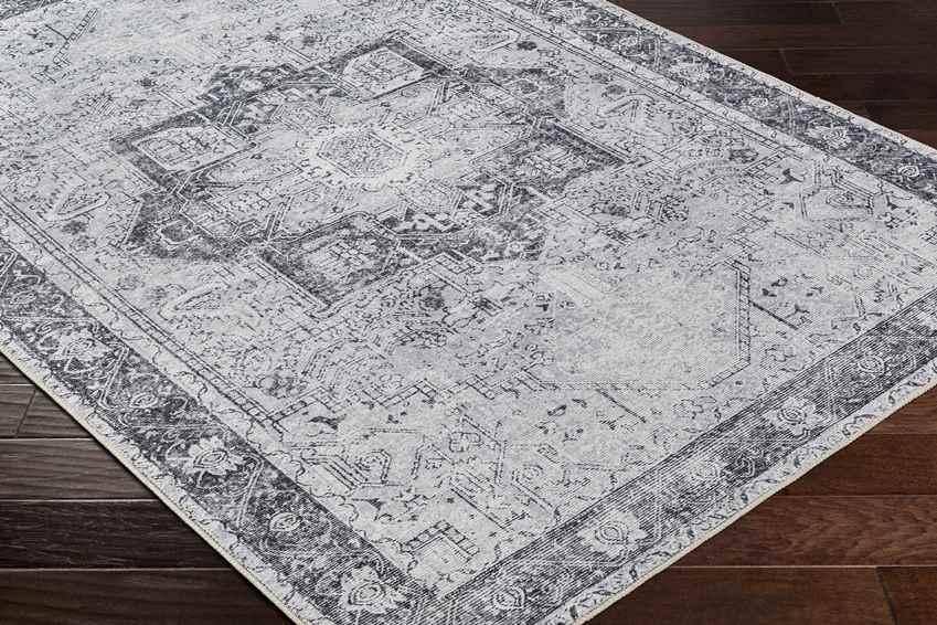 Nora Traditional Mandala Washable Rug, Denim