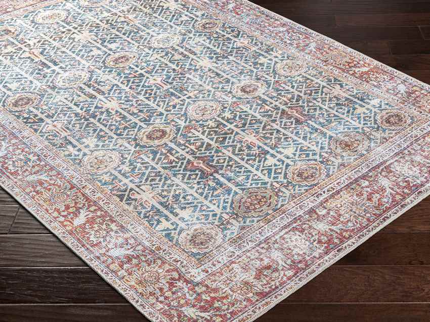 Gillett Grove Traditional Washable Rug, Teal