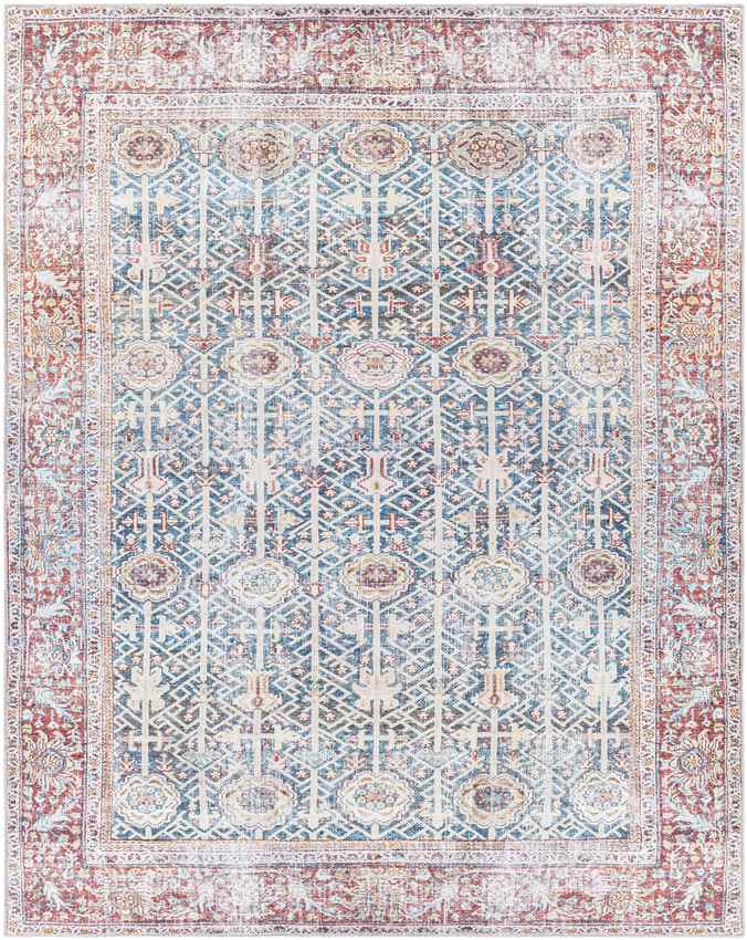 Gillett Grove Traditional Washable Rug, Teal