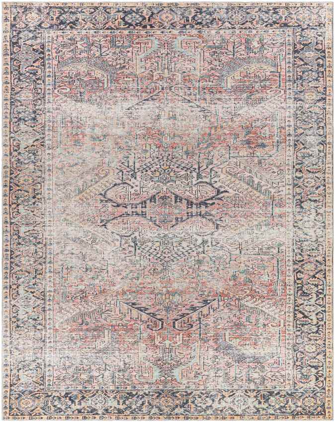 Glidden Traditional Washable Rug, Dusty Coral