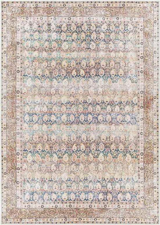 Goldfield Traditional Washable Rug, Light Orange