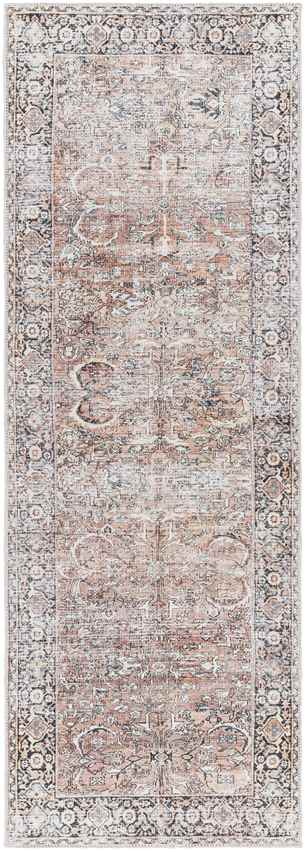 Marathovounos Traditional Washable Rug, Dusty Coral