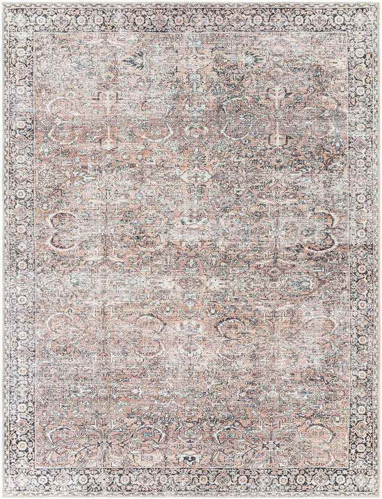 Marathovounos Traditional Washable Rug, Dusty Coral