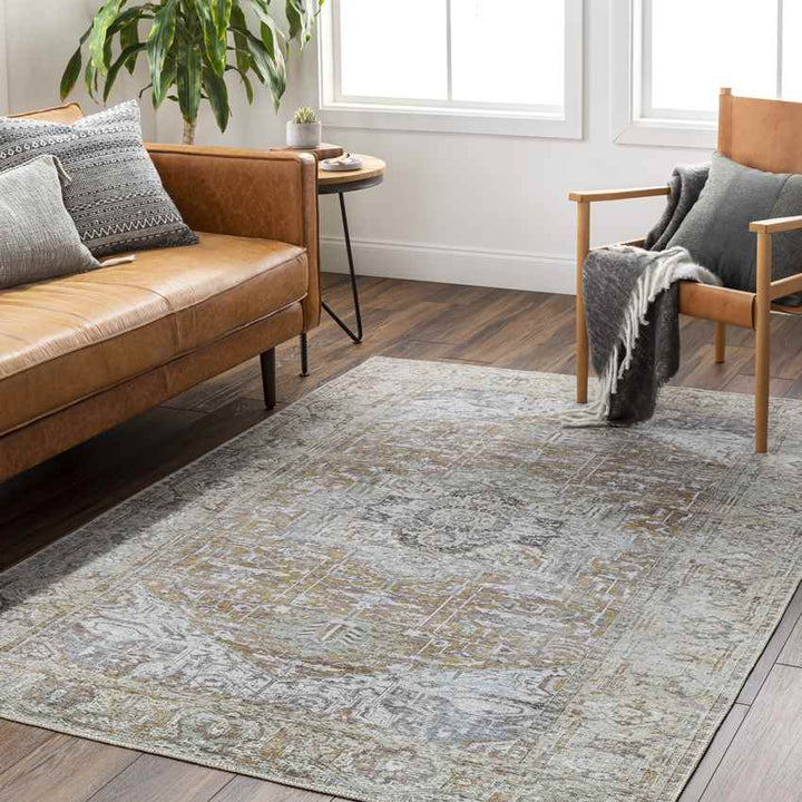 Wellsville Traditional Washable Rug, Dark Gold