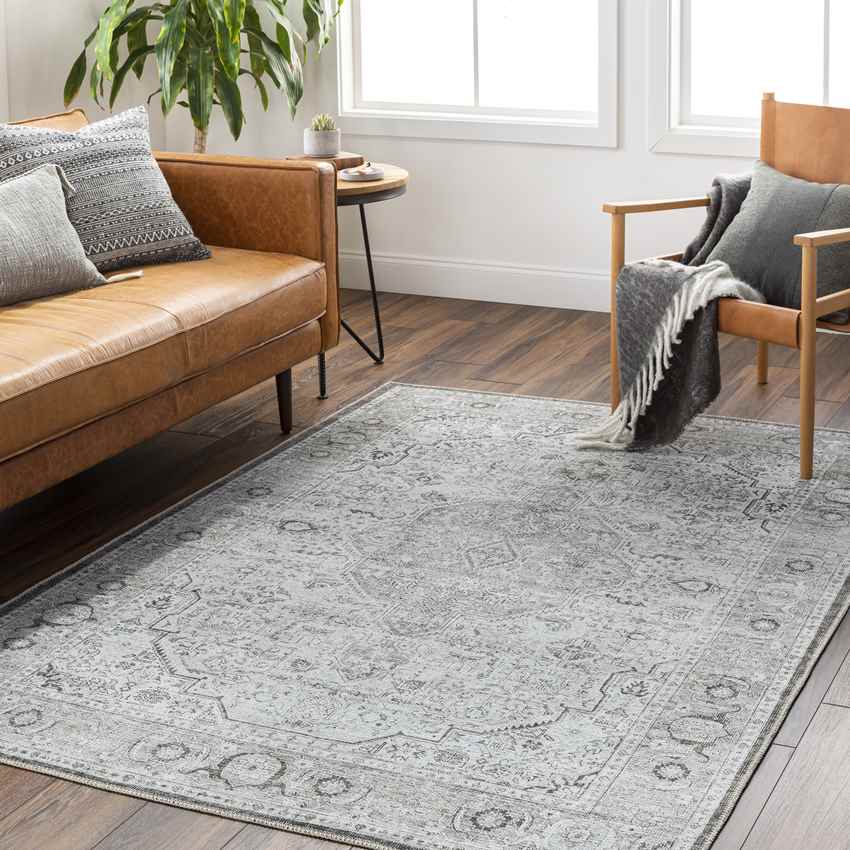 West Fork Traditional Washable Rug, Gray