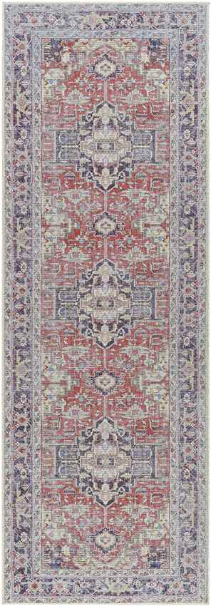 Wheatcroft Traditional Washable Rug, Dark Red